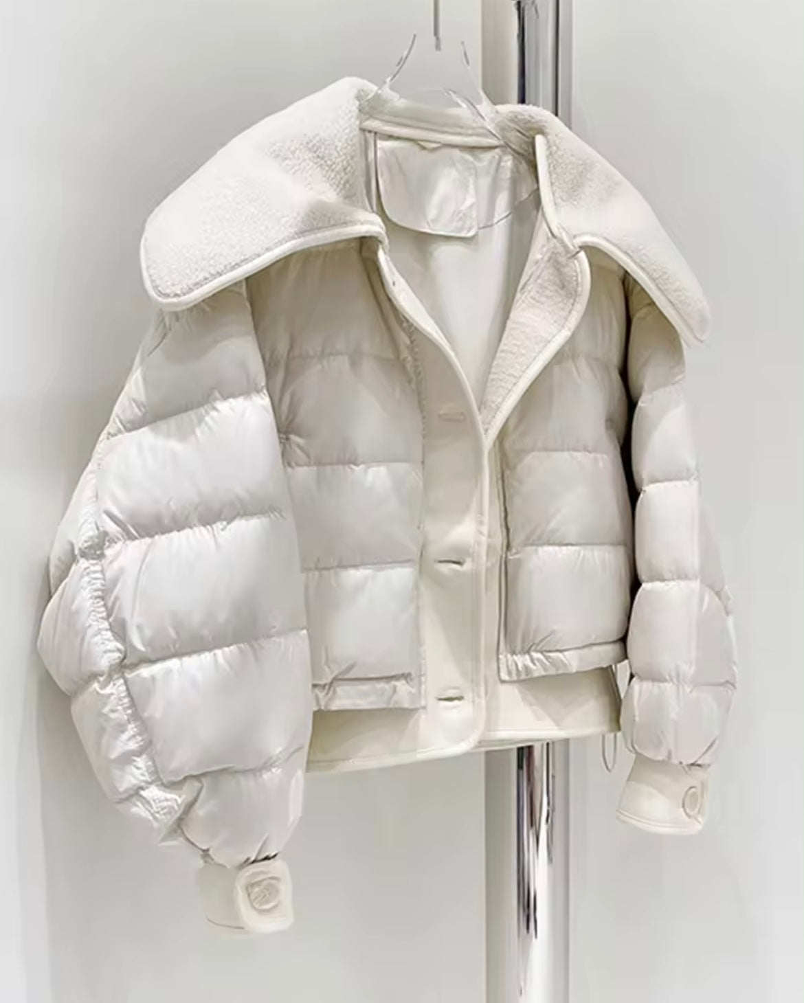 Women's Winter Duck Down Jacket with Luxurious Sheepskin Collar