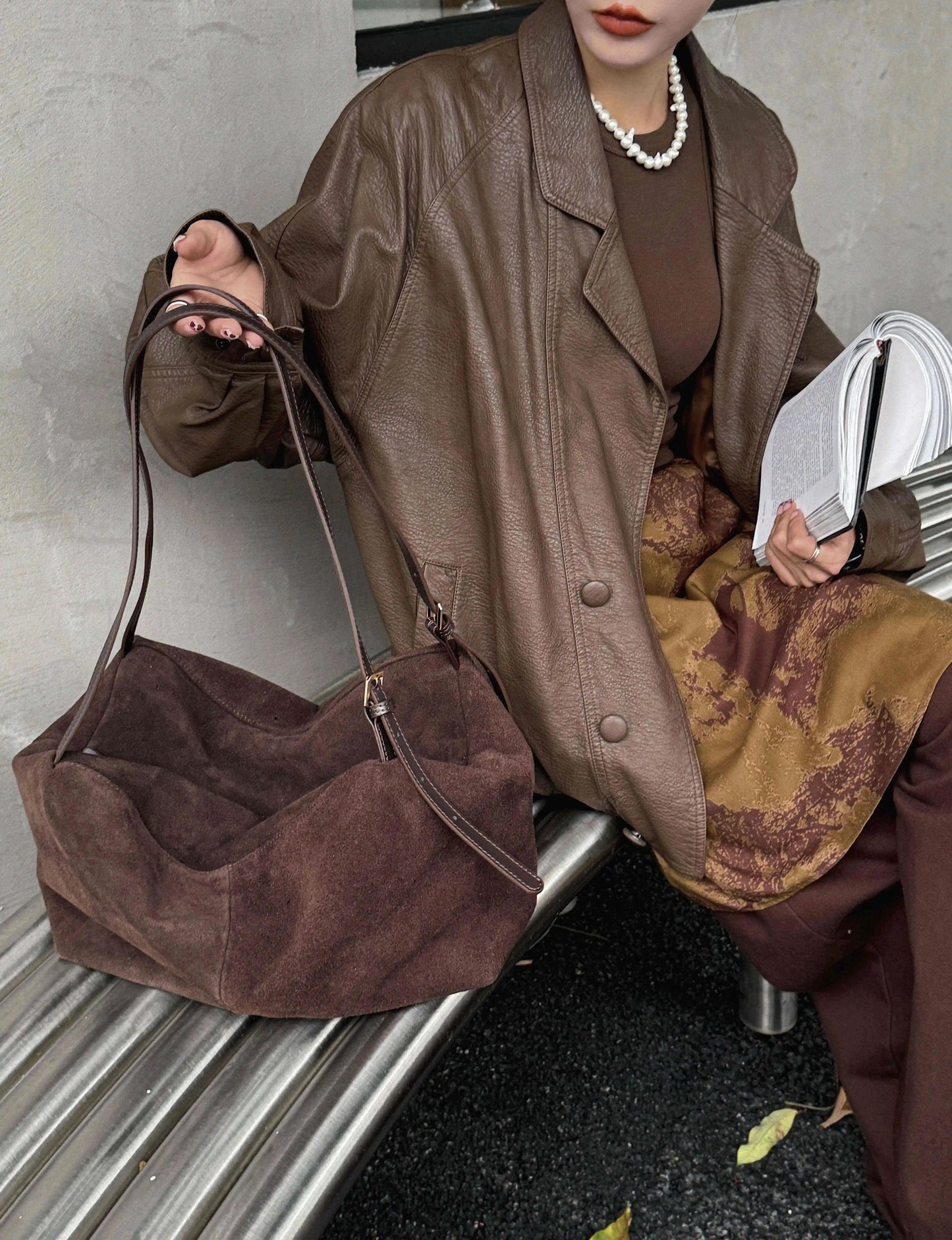 Handmade Leather Tote Bag with a Spacious Interior and Adjustable Shoulder Strap