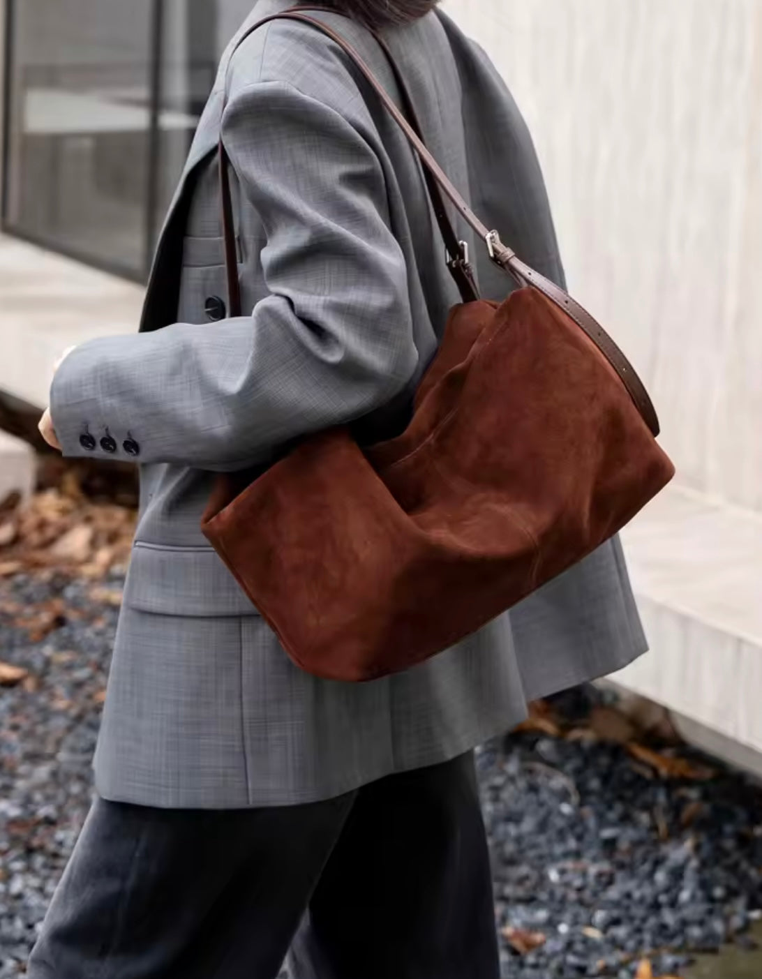 Handmade Leather Tote Bag with a Spacious Interior and Adjustable Shoulder Strap