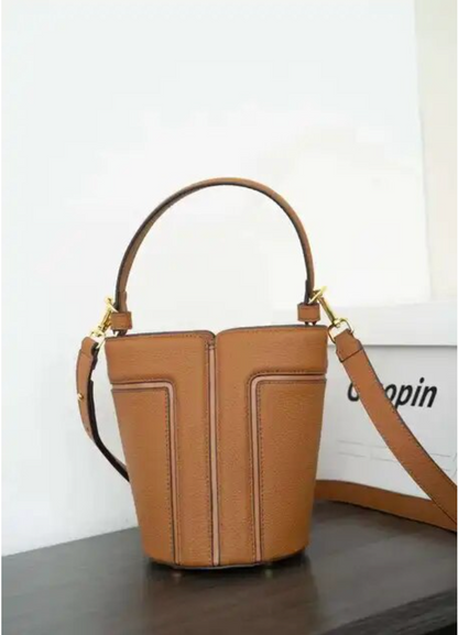 Handmade Genuine Leather Bucket Bag for Women