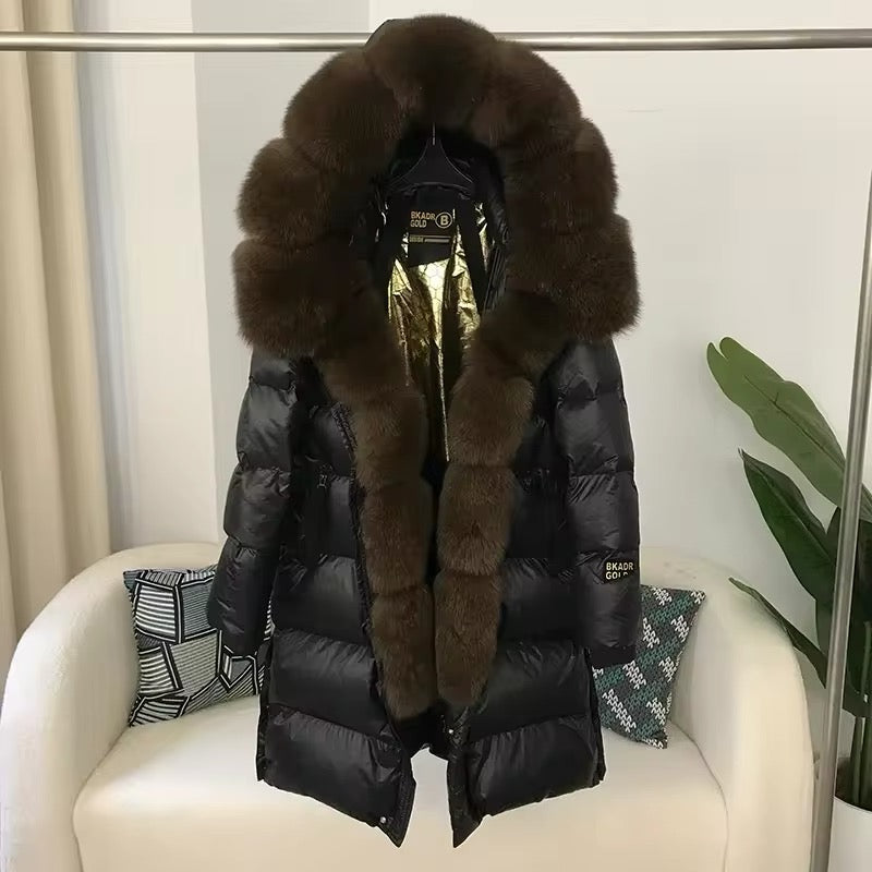 Women's Oversized Duck Down Jacket with Luxurious Natural Fur – Ultimate Winter Warmth & Style