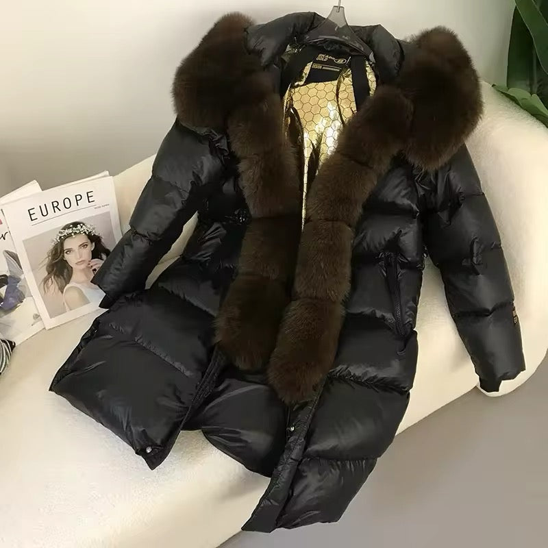 Women's Oversized Duck Down Jacket with Luxurious Natural Fur – Ultimate Winter Warmth & Style