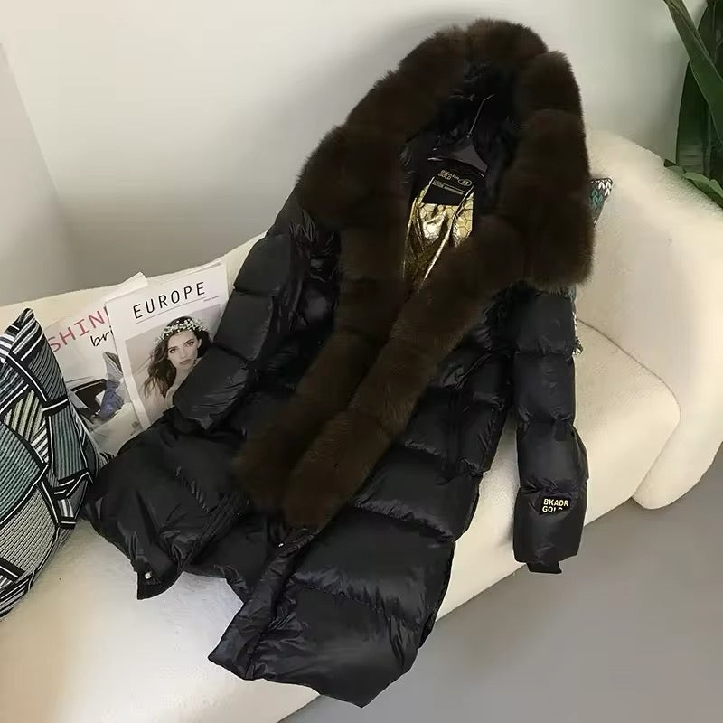 Women's Oversized Duck Down Jacket with Luxurious Natural Fur – Ultimate Winter Warmth & Style