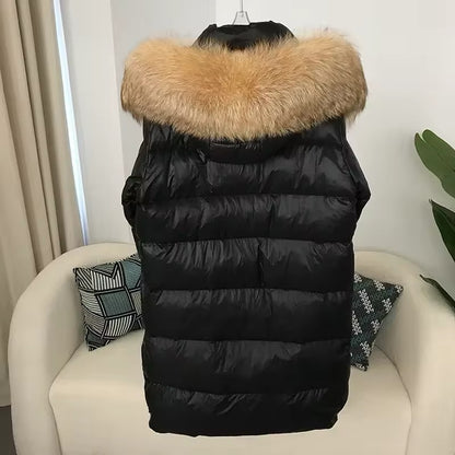 Women's Oversized Duck Down Jacket with Luxurious Natural Fur – Ultimate Winter Warmth & Style