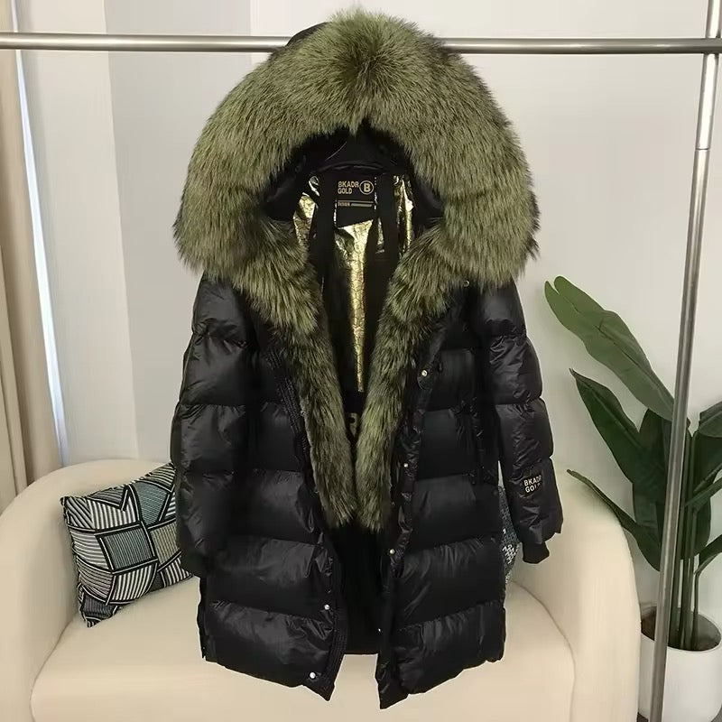 Women's Oversized Duck Down Jacket with Luxurious Natural Fur – Ultimate Winter Warmth & Style