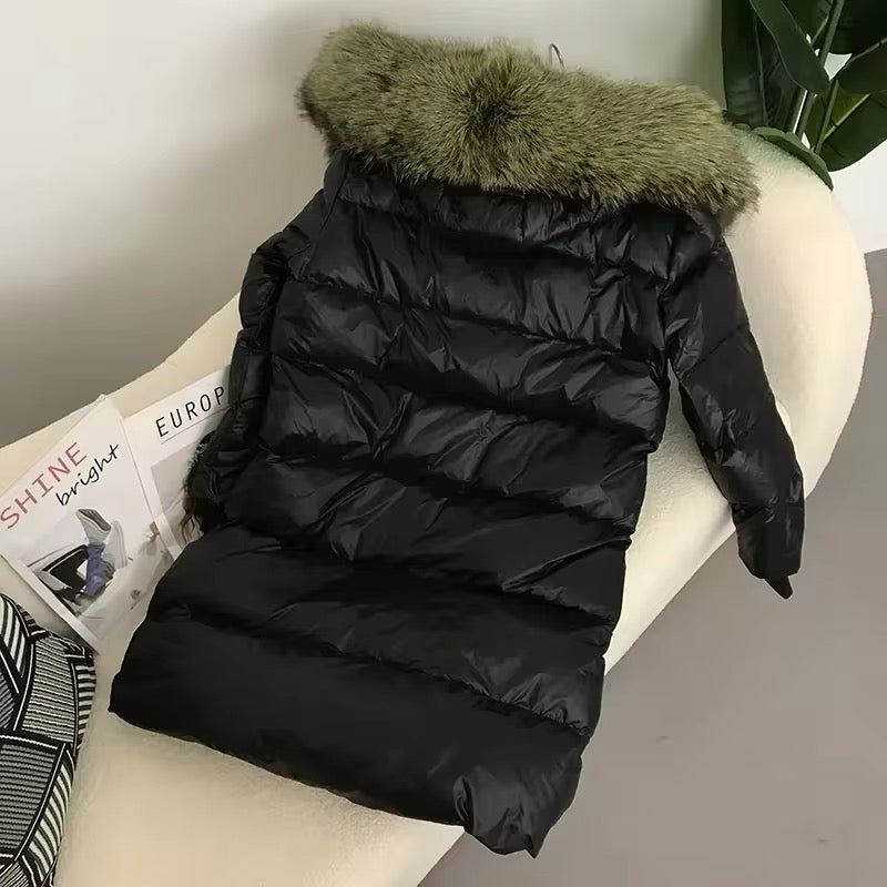 Women's Oversized Duck Down Jacket with Luxurious Natural Fur – Ultimate Winter Warmth & Style