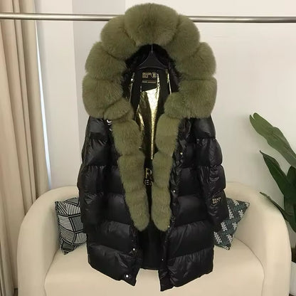 Women's Oversized Duck Down Jacket with Luxurious Natural Fur – Ultimate Winter Warmth & Style