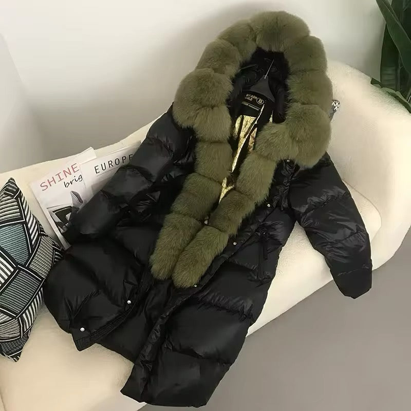 Women's Oversized Duck Down Jacket with Luxurious Natural Fur – Ultimate Winter Warmth & Style