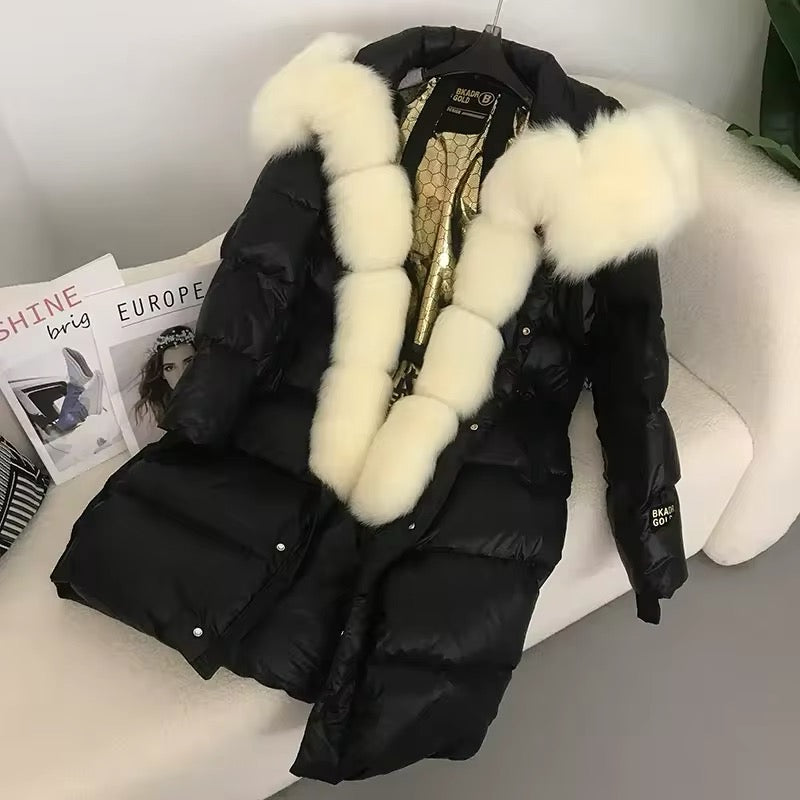 Women's Oversized Duck Down Jacket with Luxurious Natural Fur – Ultimate Winter Warmth & Style