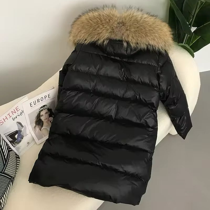 Women's Oversized Duck Down Jacket with Luxurious Natural Fur – Ultimate Winter Warmth & Style