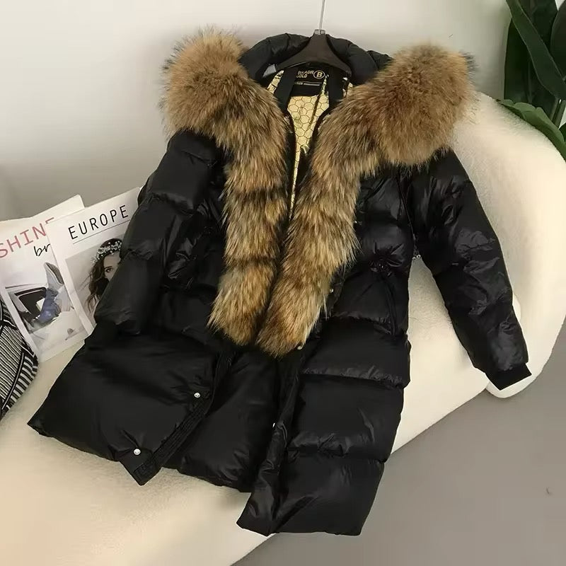 Women's Oversized Duck Down Jacket with Luxurious Natural Fur – Ultimate Winter Warmth & Style