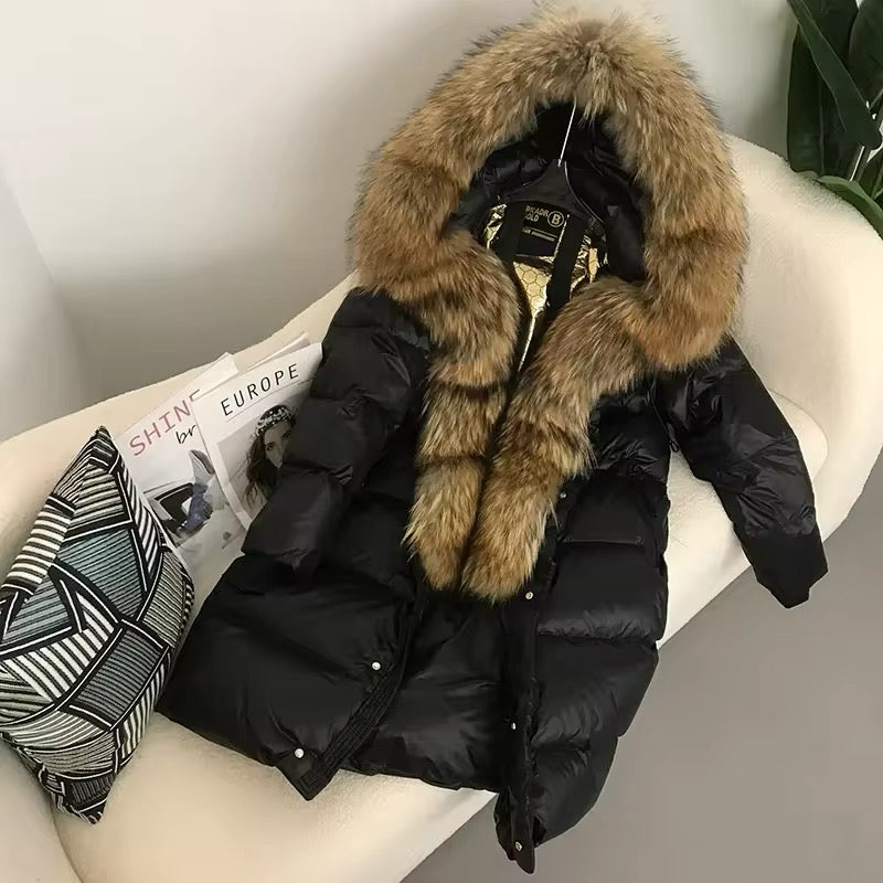 Women's Oversized Duck Down Jacket with Luxurious Natural Fur – Ultimate Winter Warmth & Style