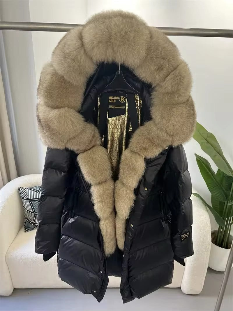 Women's Oversized Duck Down Jacket with Luxurious Natural Fur – Ultimate Winter Warmth & Style