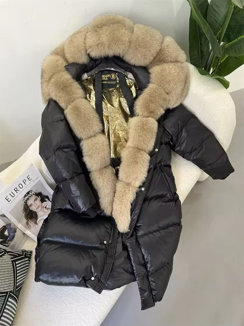 Women's Oversized Duck Down Jacket with Luxurious Natural Fur – Ultimate Winter Warmth & Style