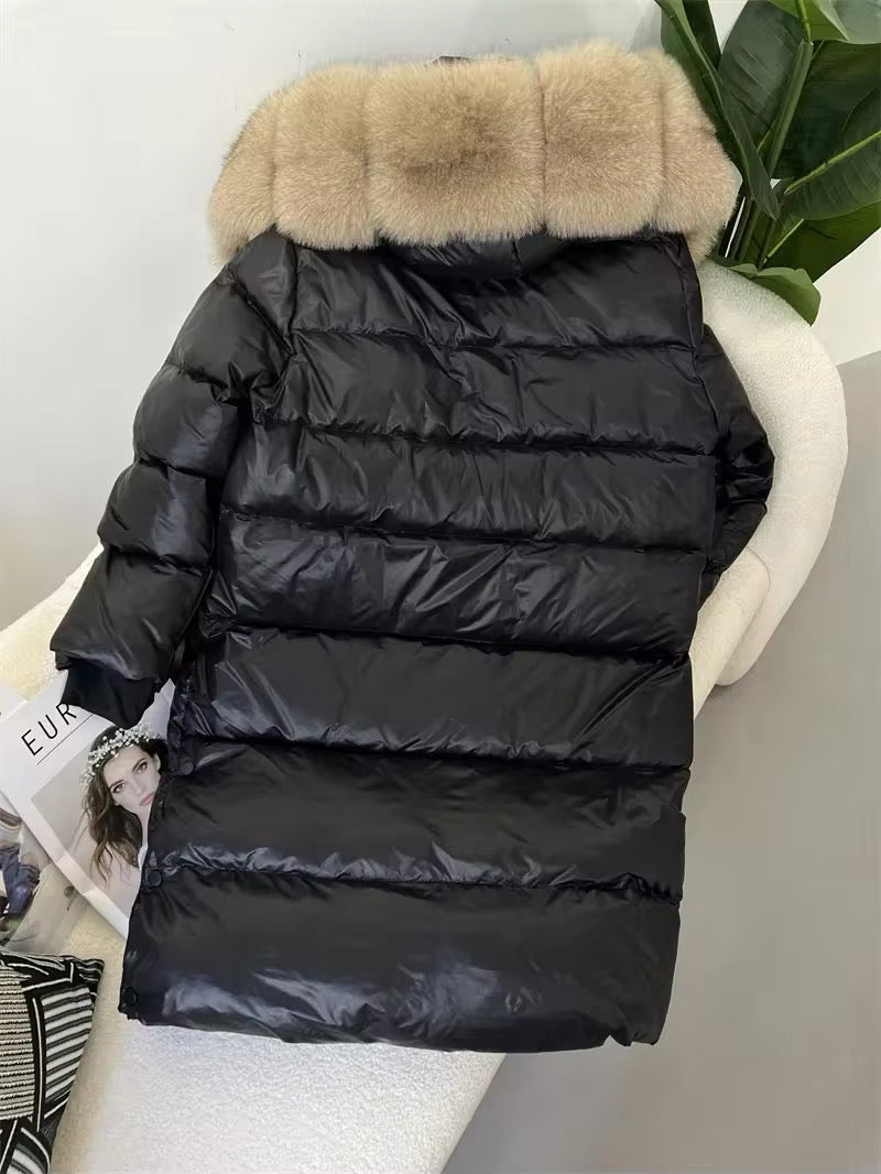 Women's Oversized Duck Down Jacket with Luxurious Natural Fur – Ultimate Winter Warmth & Style