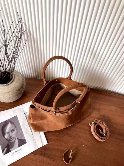 Vintage Charm: Handmade Women's Retro Suede Bag