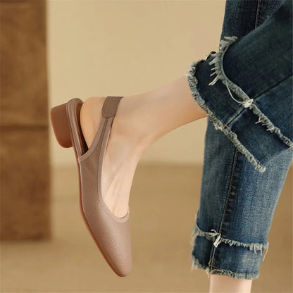 Elegant Women's Genuine Leather Slingbacks