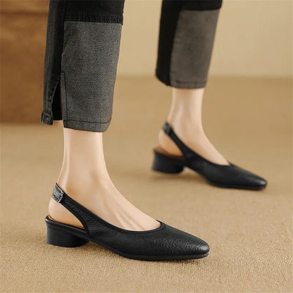 Elegant Women's Genuine Leather Slingbacks