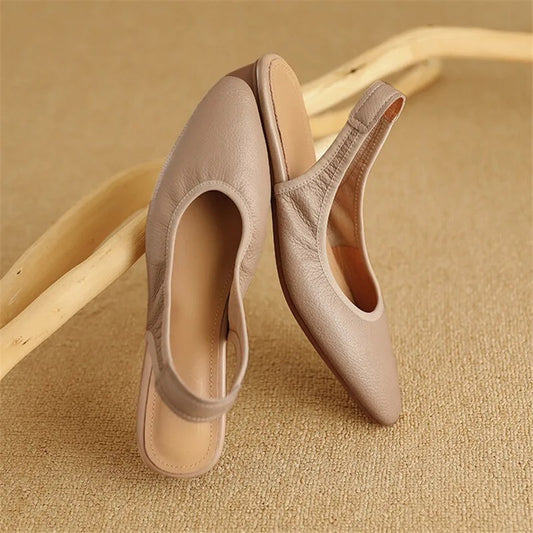 Elegant Women's Genuine Leather Slingbacks