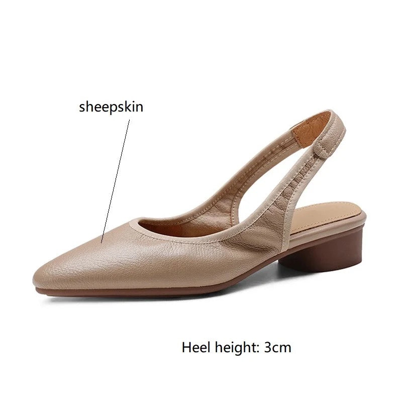 Elegant Women's Genuine Leather Slingbacks