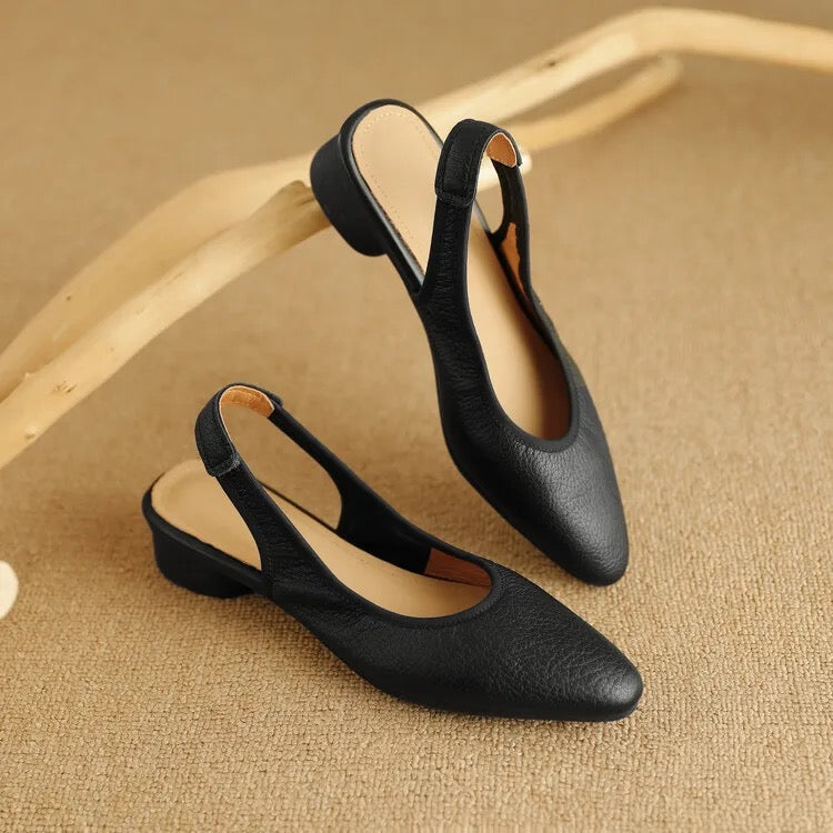 Elegant Women's Genuine Leather Slingbacks