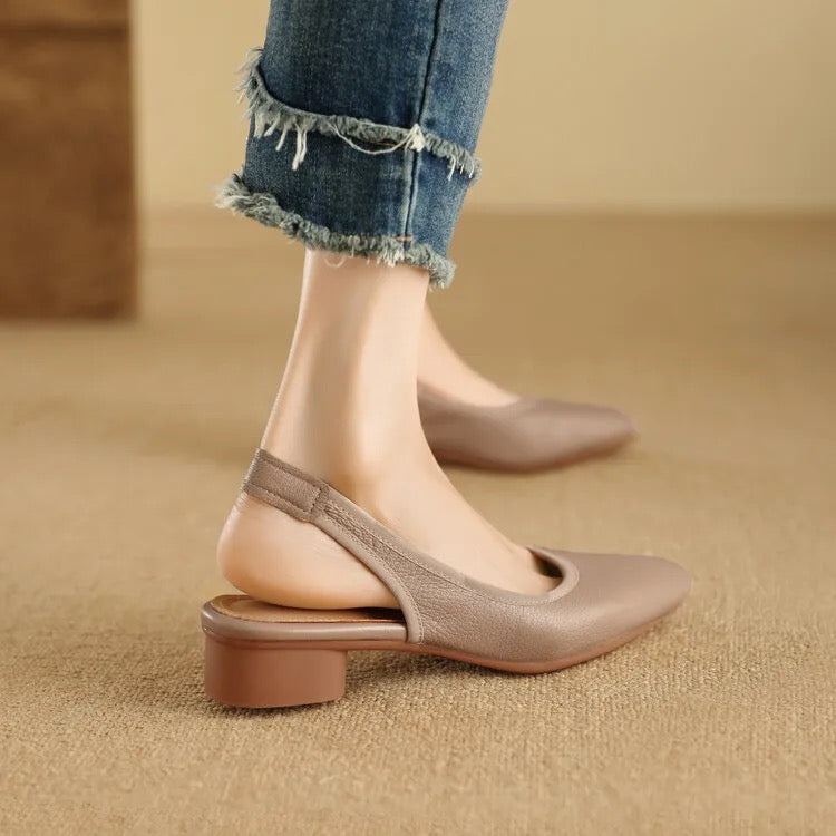 Elegant Women's Genuine Leather Slingbacks