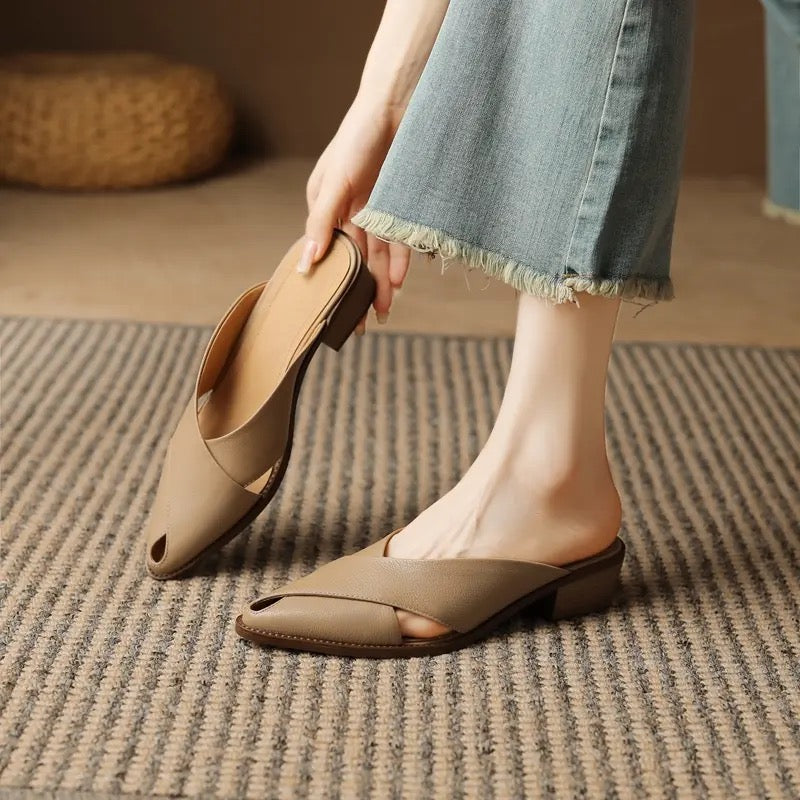 Elegant Women's Genuine Leather Mules