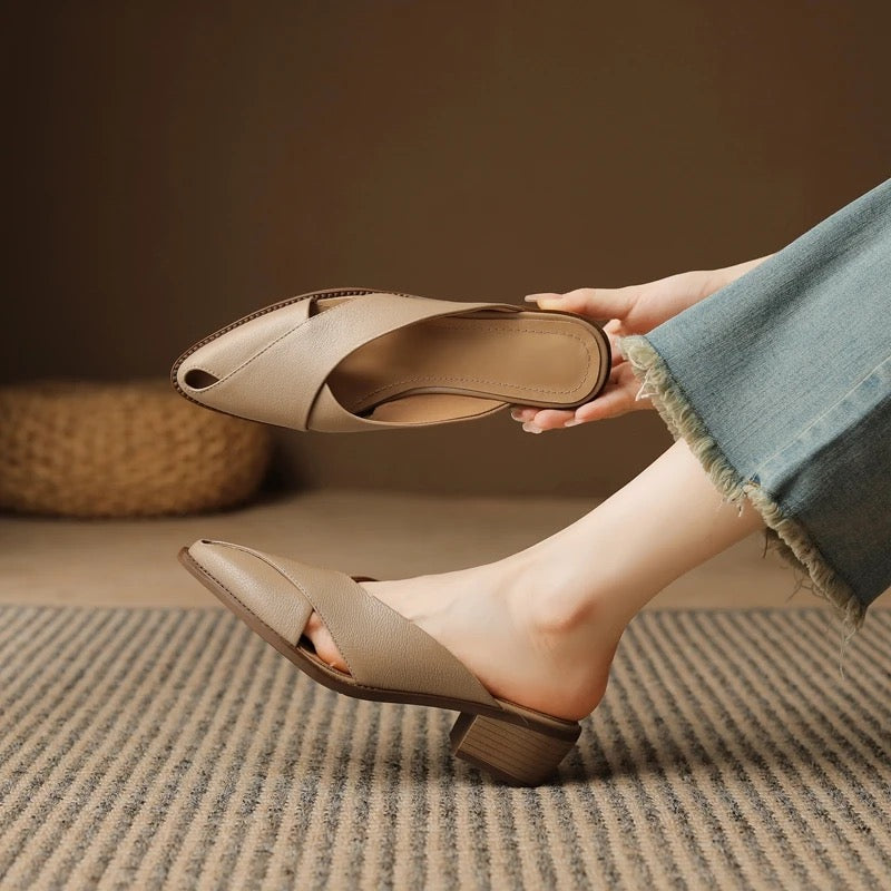 Elegant Women's Genuine Leather Mules