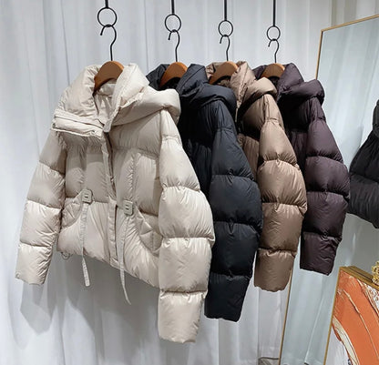 Luxurious Plus Size Women's Duck Down Hooded Jacket