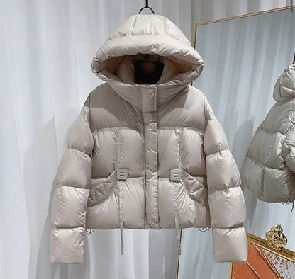 Luxurious Plus Size Women's Duck Down Hooded Jacket