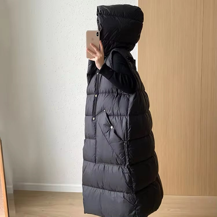 Chic Women's Long Oversized Vest with Hood