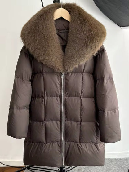 Luxurious Women's Long Duck Down Jacket