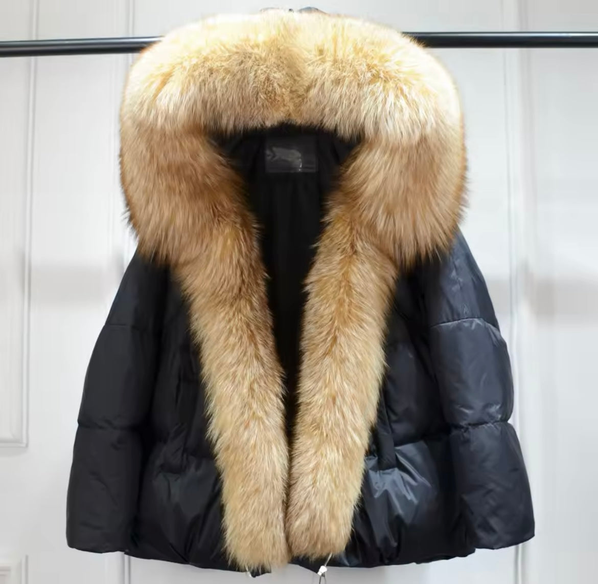 Elegant Women's Plus Size Duck Down Jacket with Real Fur