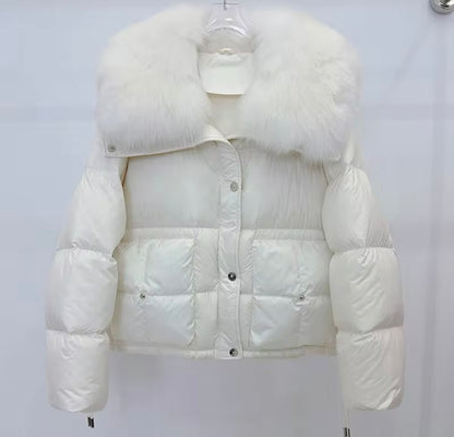 Women's Plus Size Down Jacket with Real Fur