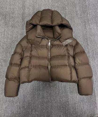 Cozy Chic: Women's Short Hooded Duck Down Jacket. Women's Plus Size Jacket