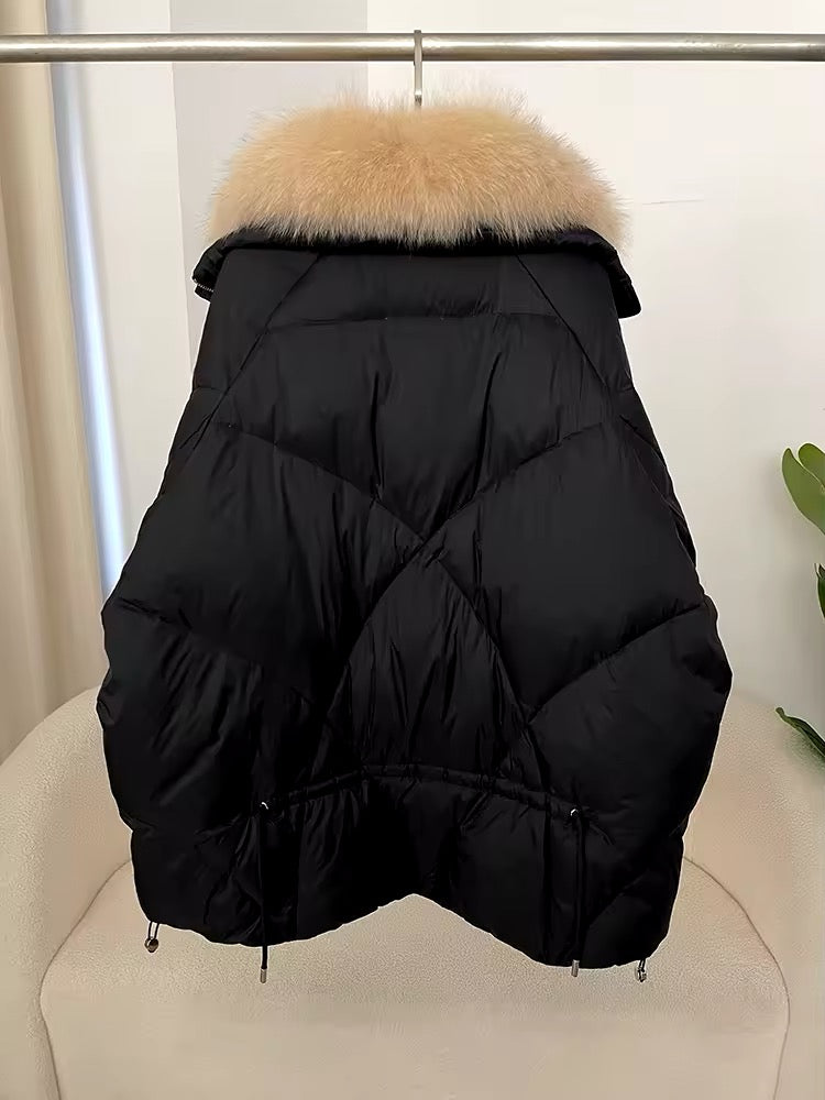 Luxurious Oversized Down Coat with Genuine Fur - Warm, Stylish, and Sustainable