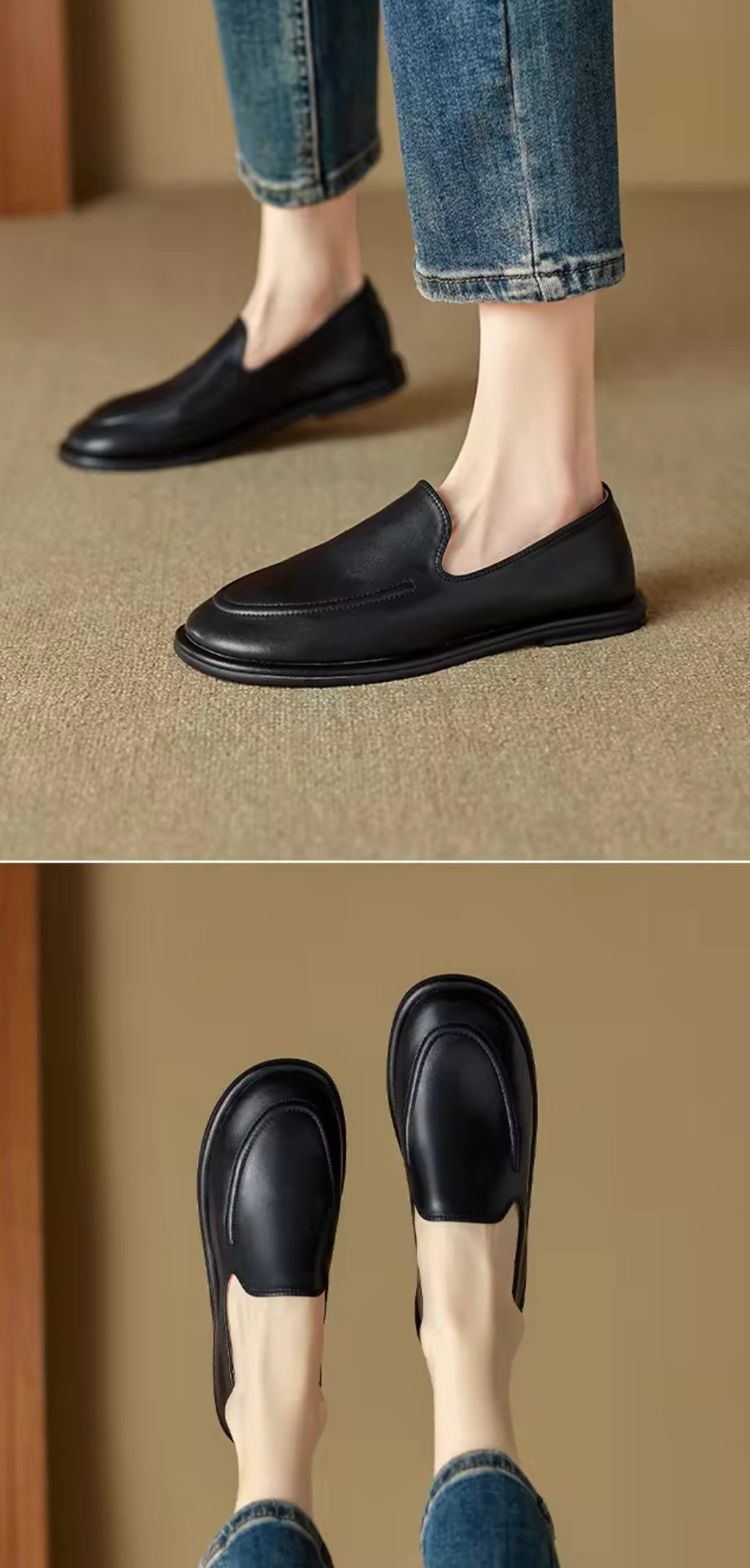 Timeless Elegance: Women's Handmade Genuine Leather Loafers