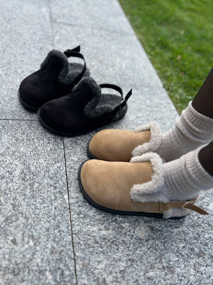 Genuine Suede Clogs with Natural Wool Lining - Handmade in Ukraine