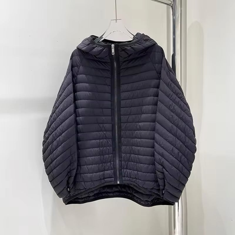 Stay Cozy in Style: Lightweight Duck Down Autumn Jacket with Hood. Women's plus size jacket