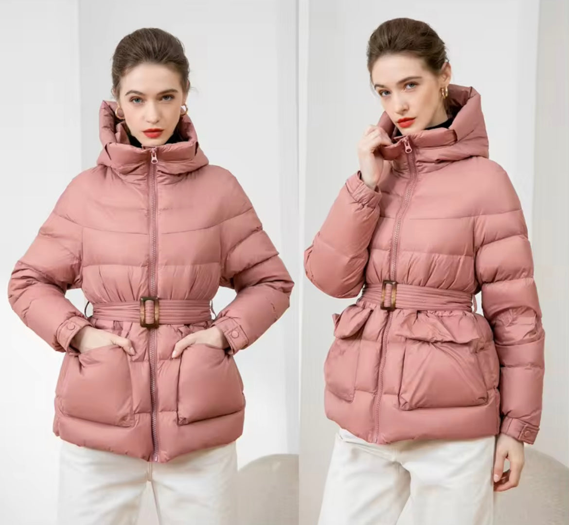 Stay Cozy and Chic: Women's Duck Down Hooded Jacket