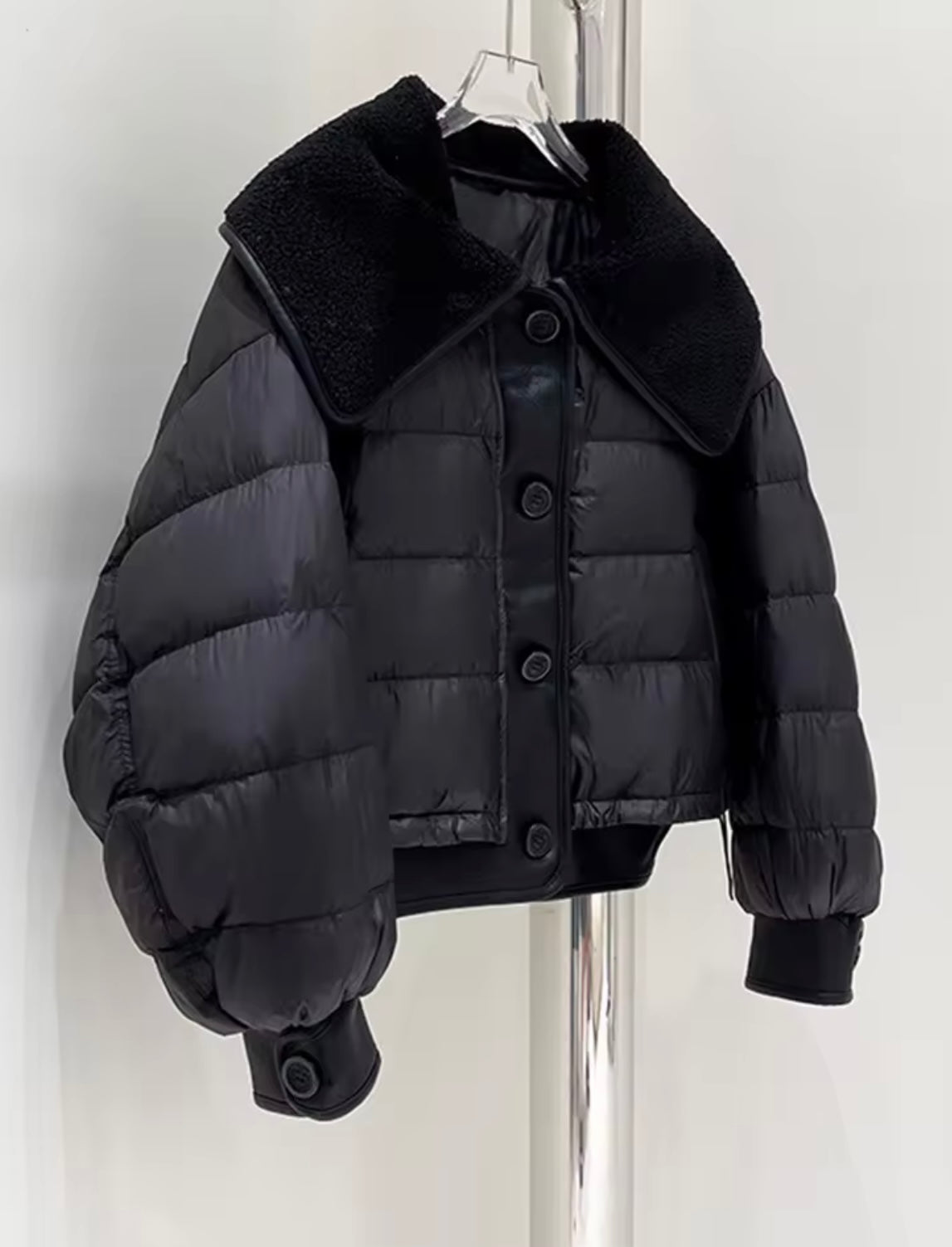 Women's Winter Duck Down Jacket with Luxurious Sheepskin Collar