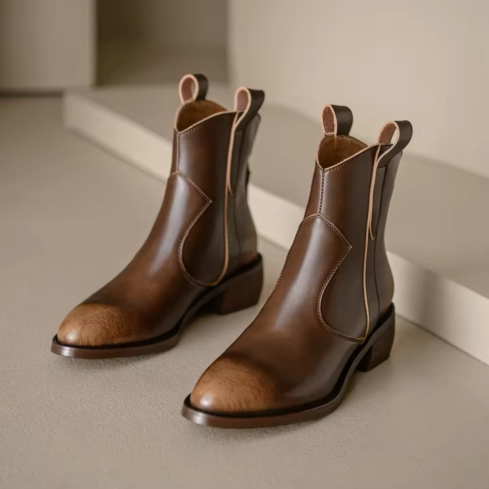 Timeless Women's Retro Genuine Leather Boots. Cowboy Boots