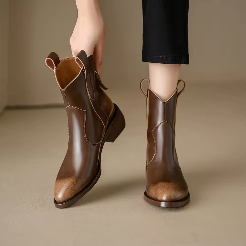 Timeless Women's Retro Genuine Leather Boots. Cowboy Boots