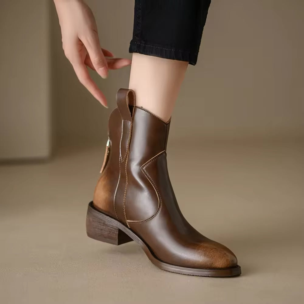 Timeless Women's Retro Genuine Leather Boots. Cowboy Boots