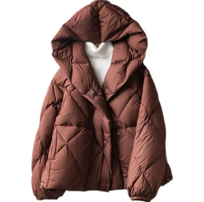 Featherlight Comfort: Women's Hooded Lightweight Duck Down Jacket