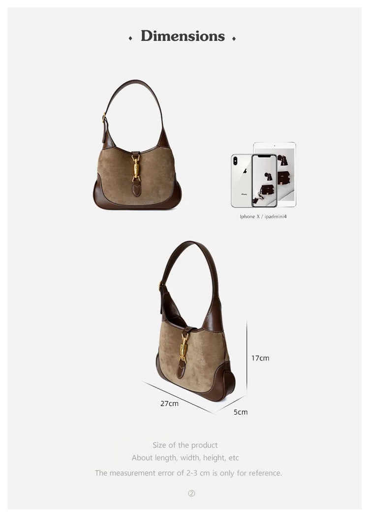 Chic Women's Handbag in Genuine Suede - Trendy & Timeless