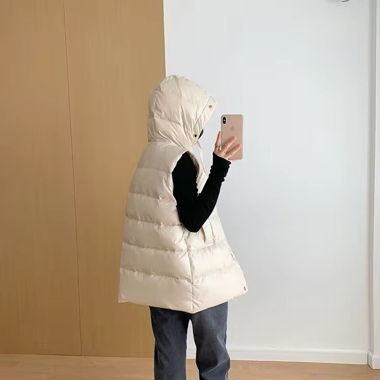 Chic Women's Duck Down Hooded Vest - Warmth & Style Combined