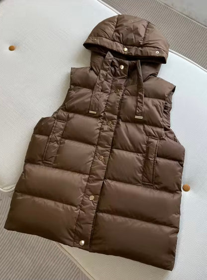 Chic Women's Duck Down Hooded Vest - Warmth & Style Combined