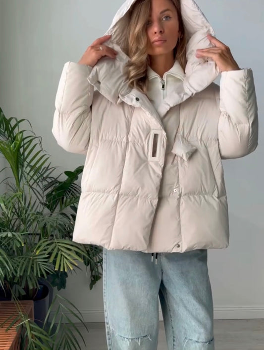 Cozy Women's Duck Down Hooded Jacket – Stay Warm in Style. Plus size women's jacket