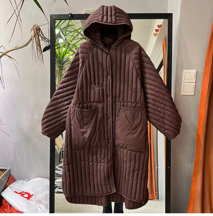 Stylish Women's Long Duck Down Hooded Jacket for Autumn. Jacket Big size